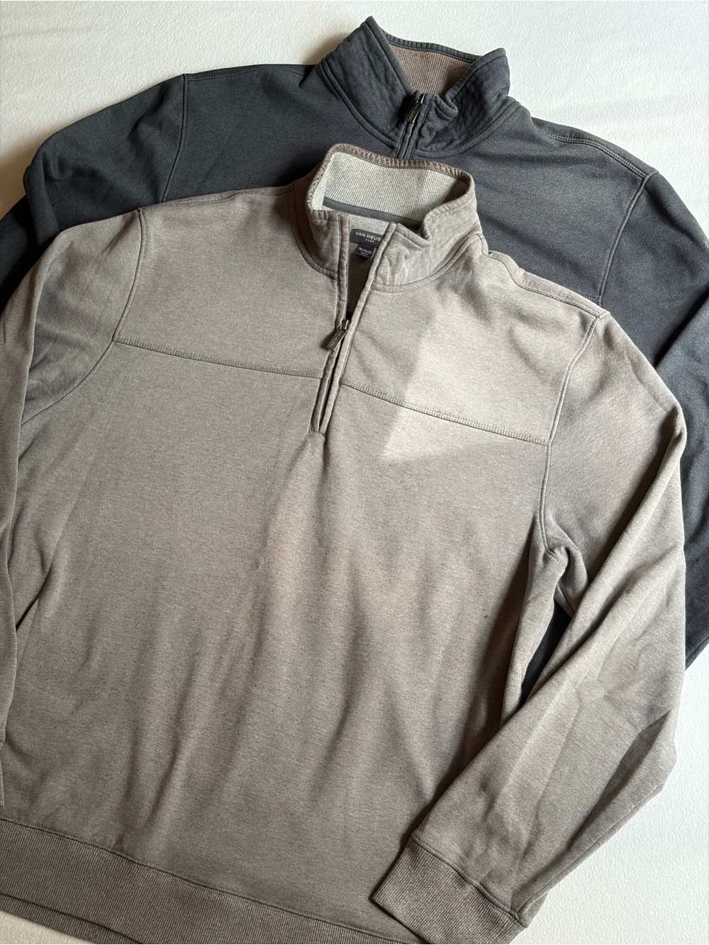 Van Heusen Flex Men’s XL Quarter Zip Pullover Bundle Dark & Light Gray Sweaters